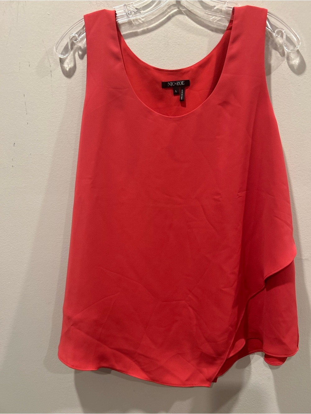 Nic+Zoe Promenade Asymmetrical Double Layer Tank Coral Size L